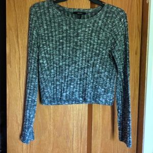 Grey Long Sleeve Crop Top